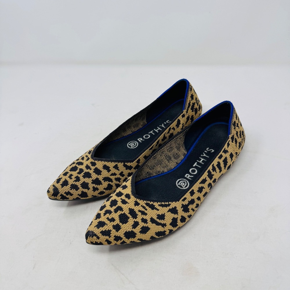 Rothys The Point Leopard‎ Print Flats Women's Shoes Size 7 Animal Print